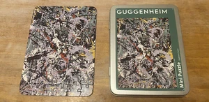 Jackson Pollack Gemälde ~ Mini-Puzzle ~ Zinn ~ Guggenheim ~ ca1949 ~ unbetitelt grün/silber - Bild 1 von 3
