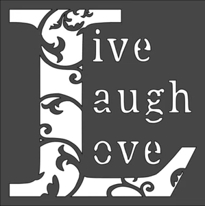 1-5,5x5,5 Zoll Schablone, (VH-32) Live Laugh Love (6mil) - Bild 1 von 2
