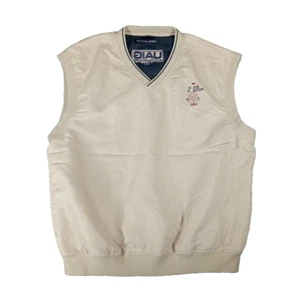 Devon & Jones Golf Vest Men’s Size Large Beige Windbreaker Nylon Lined - Picture 1 of 11