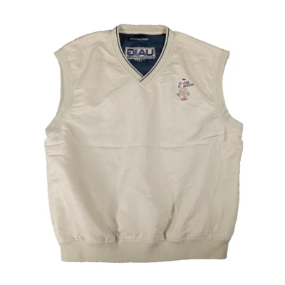 Devon & Jones Golf Vest Men’s Size Large Beige Windbreaker Nylon Lined - Image 1 of 4
