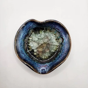 Bodenständige Keramik Recycling Glas Herz Schmuck Schale 80er Jahre Vintage - Bild 1 von 8