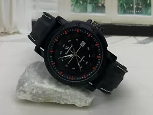 Military Analog Quartz 45 mm Calendar Watch Japan Mvt Silicone Strap - Picture 1 of 1