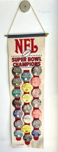 Super Bowl Champions Button/Pin Collection 1-21 Complete on Official Felt Banner - Picture 1 of 5