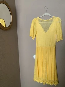 Vintage Yellow Crochet Like Lace Dress - Picture 1 of 6