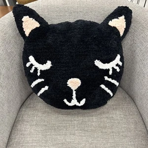 NWT Happy Halloween Black Kitty Cat Head Spooky Decor Faux Pillow 2024 - Picture 1 of 2