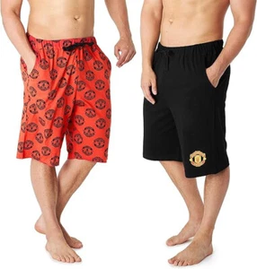 Manchester Utd FC Mens Shorts, 2 Pack Cotton Lounge Sleep PJ - Picture 1 of 5