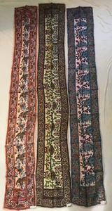 Lot of 3 100% Silk Vintage Floral/Paisley Print Scarf 62''X10'' Handmade - Picture 1 of 18