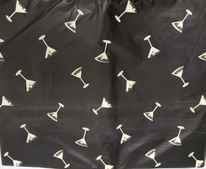 Peva Vinyl Tablecloth 52"x90" Oblong (6-8 people) COCKTAILS GLASSES ON BLACK,BH - Picture 1 of 12