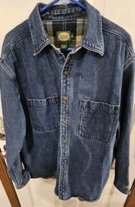 🧥 Men's Cabela's Jean Jacket Shacket Denim Flannel Lined Lg Tall (42) - Picture 1 of 4
