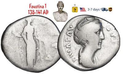 Ancient Roman Empire Coin Silver Faustina 1 138 141 AD Wife ANTONINUS PIUS#32460 - Image 1 of 3