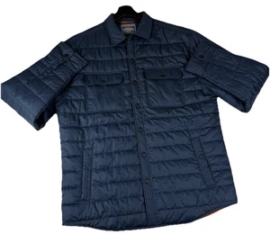 Faherty Atmosphere Jacket Mens Size L Blue Puffer Long Sleeve Snaps - Picture 1 of 18