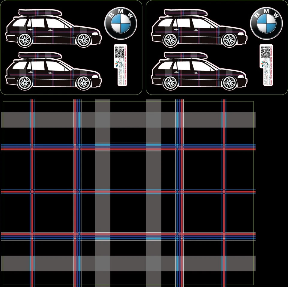 BMW plaid printed decal 11" x 15" with car decals - Image 1 of 1