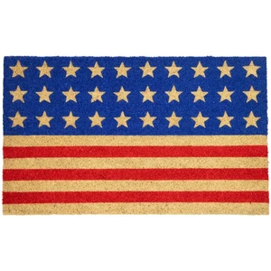 Northlight Blue Red Americana Stripes Stars Coir Outdoor Doormat 18" x 30" - Picture 1 of 6