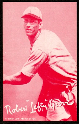 1980 An Exhibit Card HALL OF FAME LEFTY GROVE RUBY RED SEPIA WHITEBACK MINT - Image 1 of 2