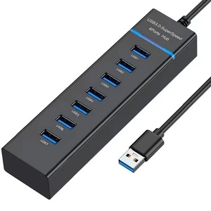 USB Hub 3.0, 7-Port USB Data Hub Splitter for Laptop, PC, MacBook, Mac Pro, M... - Picture 1 of 7