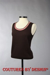 St John Knits Santana Shell Top Cuello Borde Caoba Multi Talla X-Lg Nuevo con Etiquetas Precio de venta sugerido por el fabricante $400 - Imagen 1 de 4
