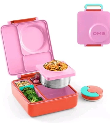 OmieBox Insulated Bento Lunch Box & Leak Proof Vacuum Food Jar Pink Berry - Image 1 of 4