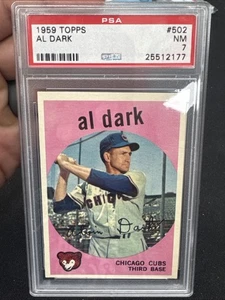 1959 Topps #502 Al Dark PSA 7 Graded Baseball Card NM Chicago Cubs MLB - Picture 1 of 2