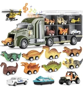 13PCS Dinosaur Truck for Kids Dinosaur Car Vehicles Transport Carrier Truck with - Picture 1 of 5