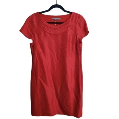 Vestido Vaina Boden Slub Tela Nuevo con Etiquetas Seda Coral Profundo Rosa Talla 10 Foto 1 de 4