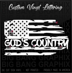 GOD'S COUNTRY USA FLAG Vinyl Decal Sticker SUV Truck Car Window Bike Toolbox  - Bild 1 von 4