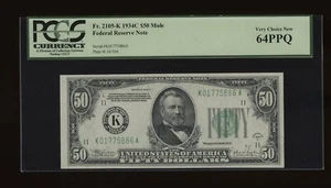 DBR 1934-C $50 FRN Dallas Mule Fr. 2105-Km PCGS 64 PPQ Serial K01775886A - Picture 1 of 2