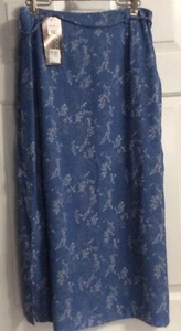 First Option Maxi Skirt Blue Floral with side slits Long Lined size 12 NWT - Picture 1 of 12