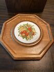 Vintage Goodwood Ceramic Teakwood Trivet Wallhanging Tray MCM Country Cheese