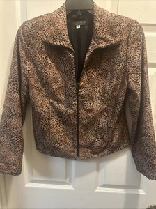 Vintage TOTTONKO New York Leopardenmuster Samtgefühl Reißverschluss gefütterte Jacke Damen 8. - Bild 1 von 9