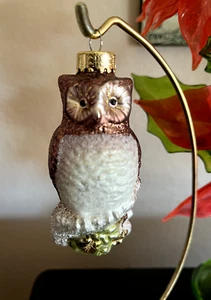 Beautiful Vintage Mercury Glass Owl Christmas Ornament 3.5" tall - Picture 1 of 4