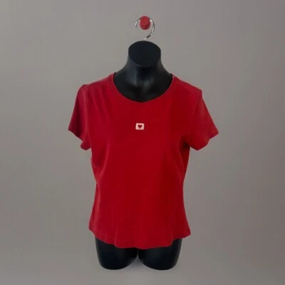 Gap Short Sleeve Red Shirt Girls Size Small Heart Appliqué 100% Cotton Pullover - Image 1 of 4