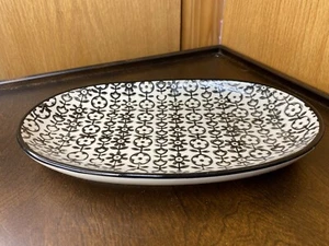 Bloomingville Karine Oval Plate ~ Danish Style Floral Cream & Black ~ 8 x 5 in. - Picture 1 of 7