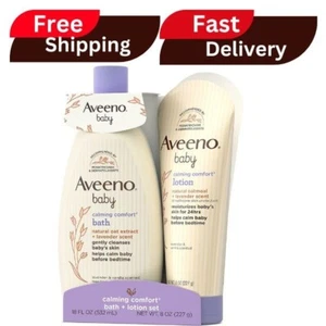Aveeno Baby Calming Comfort Set Bagno e Lozione, Night Time Baby Skin Care 2 Articoli - Foto 1 di 12