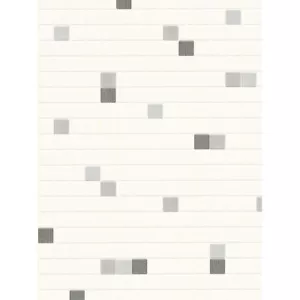 Backsplash Fleece Mosaic 3/4" Tile w/ Black, Silver, Grey Tile Wallpaper 6077-44 - Picture 1 of 2