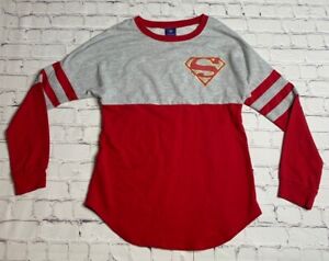 Superman DC Comics Sweatshirt Gray Red Colorblock Long Sleeve S (Juniors 3/5)