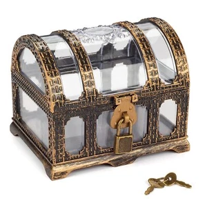 Kids Transparent Antique Pirate Treasure Chest,Plastic Treasure Chest for Pir... - Picture 1 of 7