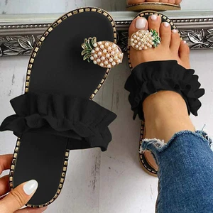 Sandalias de playa bohemias de verano con puntera plana y perlas - Imagen 1 de 19