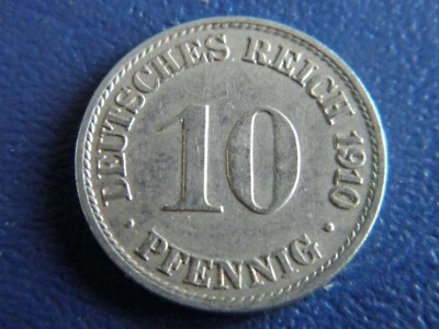 1910 Imperial German 10 Pfennig- Berlin Mint-A-Big Eagle  22-12 - Image 1 of 2