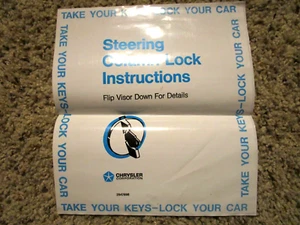 1968-1970 Road Runner Fábrica Funda para Visera Original para Instrucciones de Bloqueo de Columna - Imagen 1 de 2