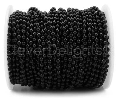 Cadena de bola negra oscura de 3,2 mm - 30 100 500 pies - carrete de collar artesanal a granel Foto 1 de 3