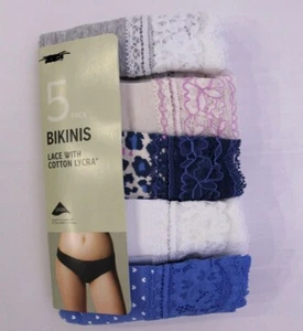 Ex M & S Ladies 5 Pack Bikinis Briefs Supersoft Lace Knickers Underwear 6 to 16 - Picture 1 of 9