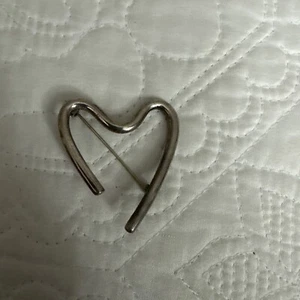 Sterling Silver Taxco Mexico Modernist Heart Brooch Pin  Signed TK-29 Rare - Picture 1 of 5