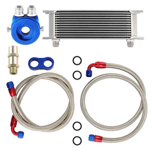 New Oil Cooler & Filter Relocation Kit For Universal 13 Row An10 Engine Sliver - Picture 1 of 12