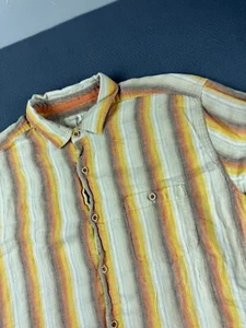 The Territory Ahead Shirt Men's XL Orange Brown Striped Linen Lightweight Summer - Picture 1 of 14