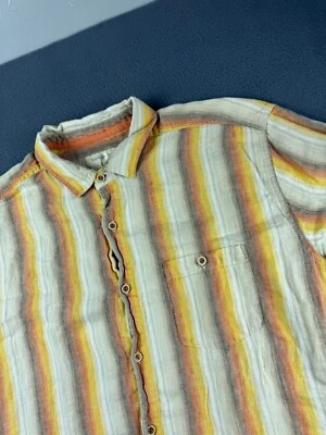 Рубашка мужская The Territory Ahead размер XL оранжевая коричневая в полоску льняная легкая летняя - Изображение 1 из 4