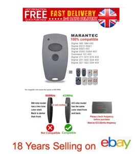 MARANTEC Garage Door Remote Control Digital COMFORT D302, D304 Key Fob 433MHZ - Picture 1 of 24
