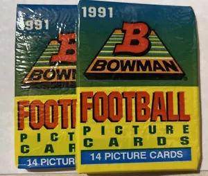 BOWMAN NFL FOOTBALL PACK 1991 14 CARTE SIGILLATE IN FABBRICA (lotto di 2 confezioni) - Foto 1 di 2