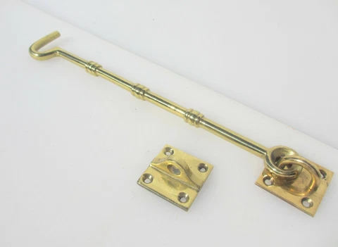 Vintage Brass Door Latch Lock Hook Keep Old Barn Gate Antique New Old Stock 13"W Cover