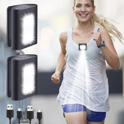 Paquete de 2 luces de correr reflectantes para corredores USB recargables luz LED Foto 1 de 4