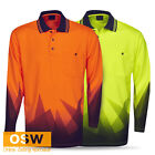 Hi Vis Work Cool Long Sleeve SUBLIMATED Triangular Polo Work Shirt XS-5XL P68
